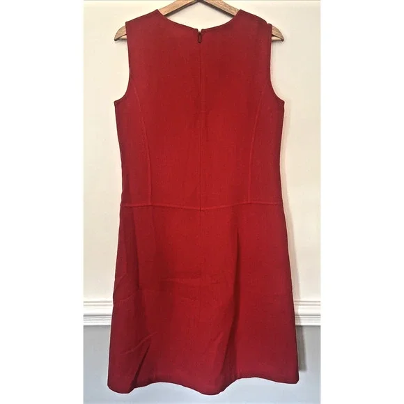 Lafayette 148 Sheath Wool Dress Size 6 Red Sleeveless Pockets - Picture 5 of 9